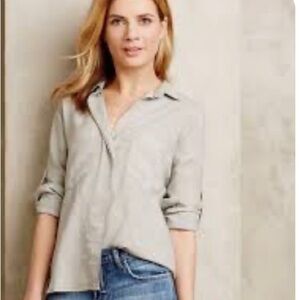 Cloth & Stone Split Back Button Down Sand Color Size Small